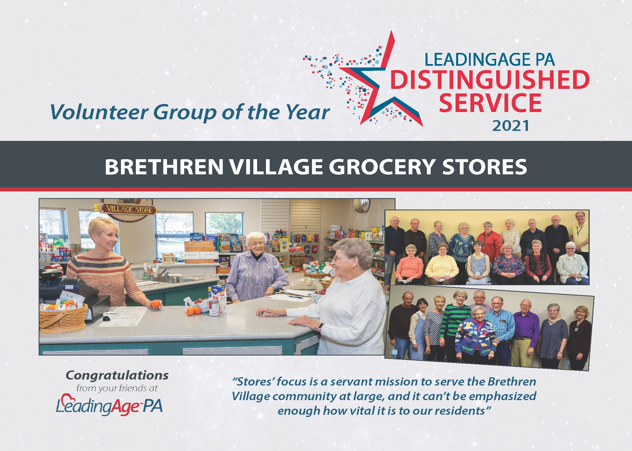 Volunteer Group Award 2021 Image with LeadingAge PA Distinguished Service award winner