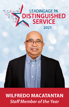 Wilfredo Macatantan - staff member Image with LeadingAge PA Distinguished Service award winner