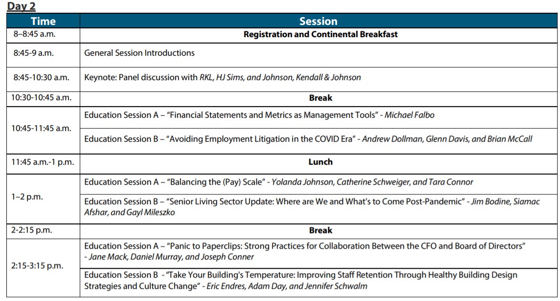day 2 agenda Fall Finance Conference
